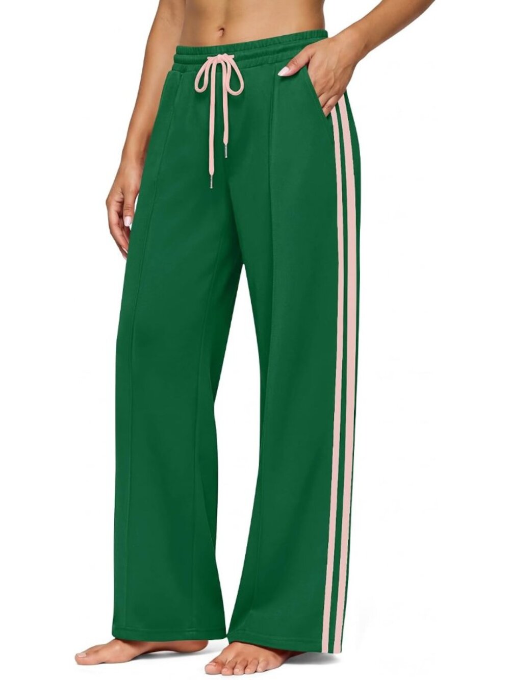 Wide Leg Striped Track Pants for Women | Athletic Sweatpants for Running